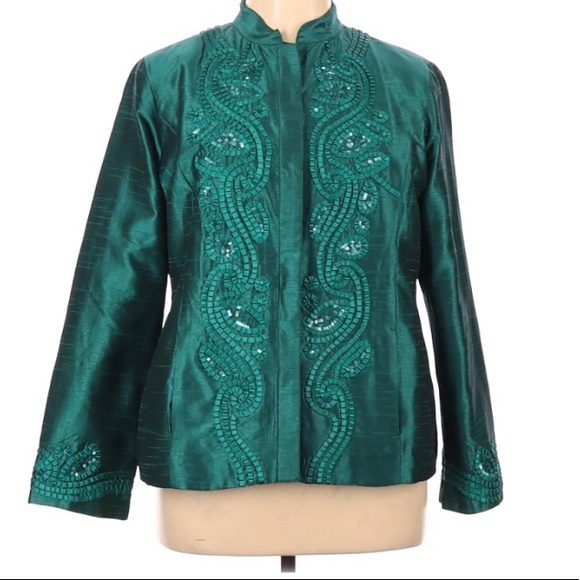 Chico's Jackets & Blazers - Chico's Blazer Jacket Green Sequins 16